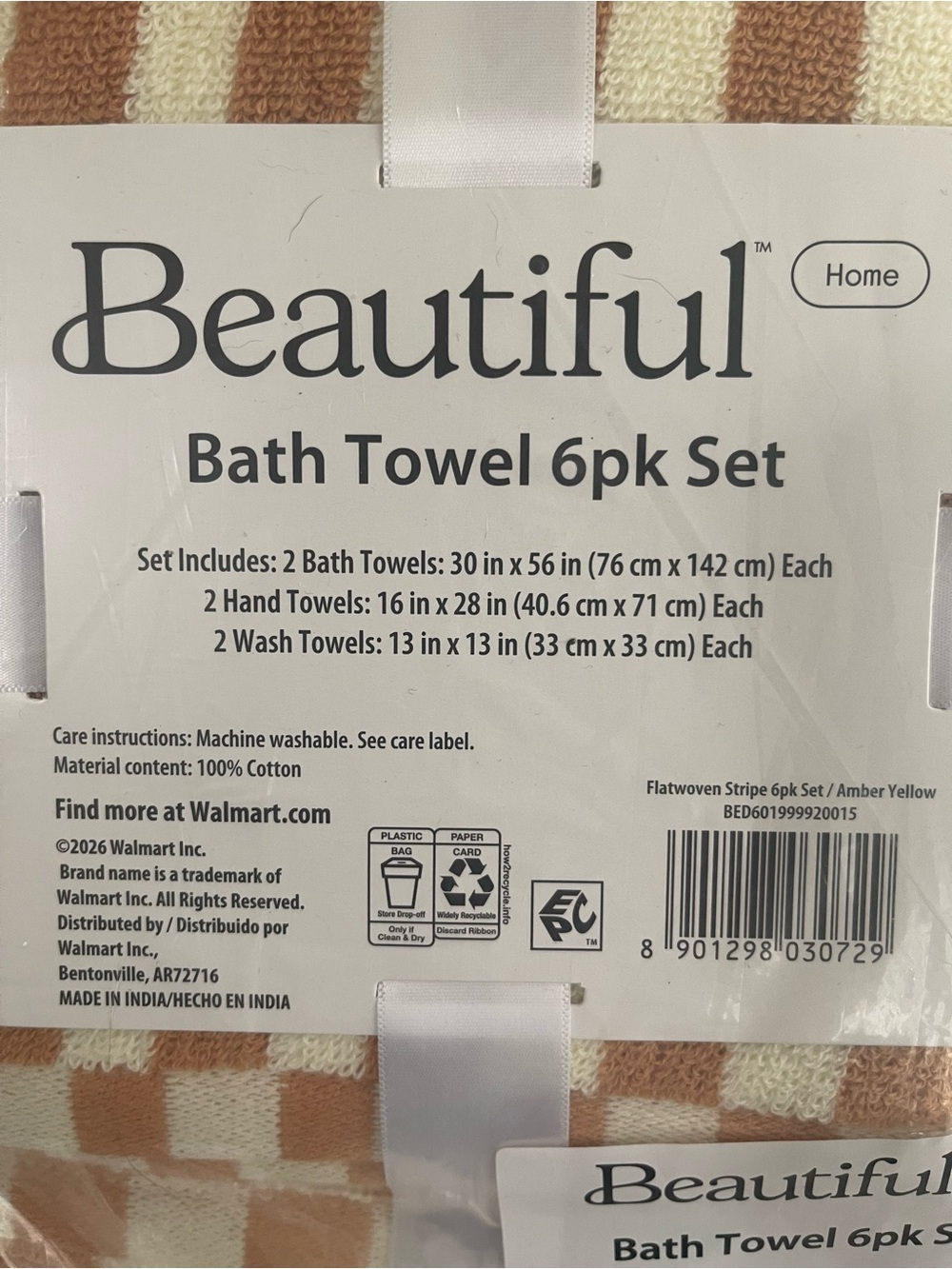 Beautiful by Drew Amber Yellow Stripe Bath Towel 6pk Set - Picture 3 of 8
